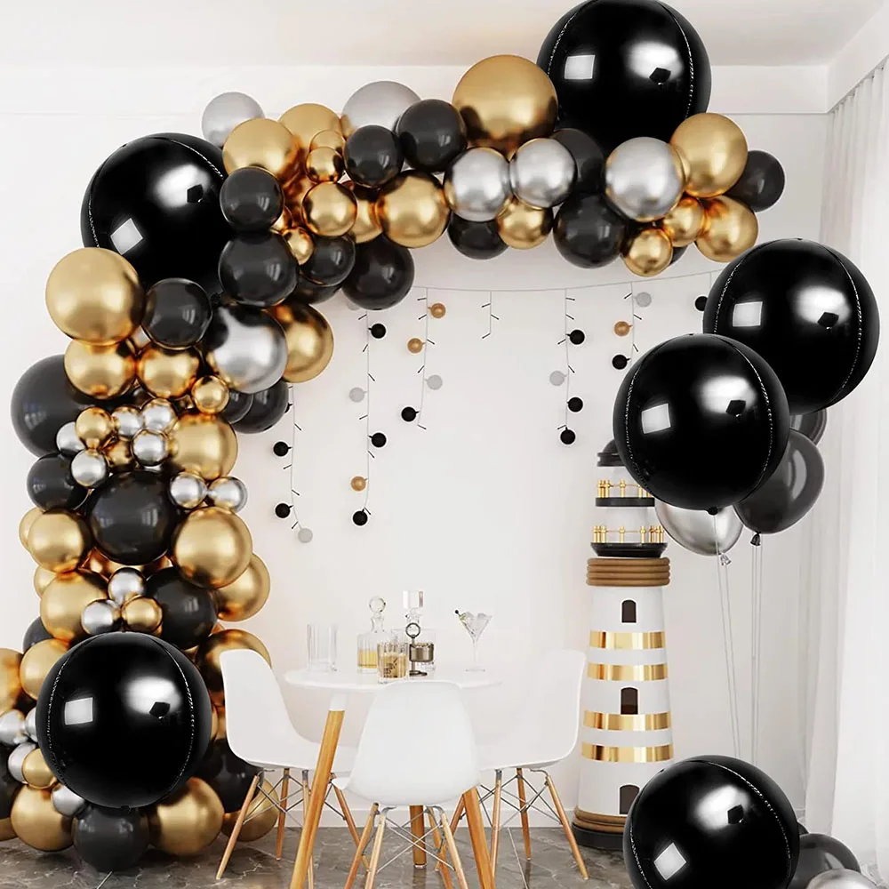 6Pcs 22Inch Round 4D Black Mylar Balloons for Black Birthday Decorations Black Balloons Black Round Balloons for Party Supplies