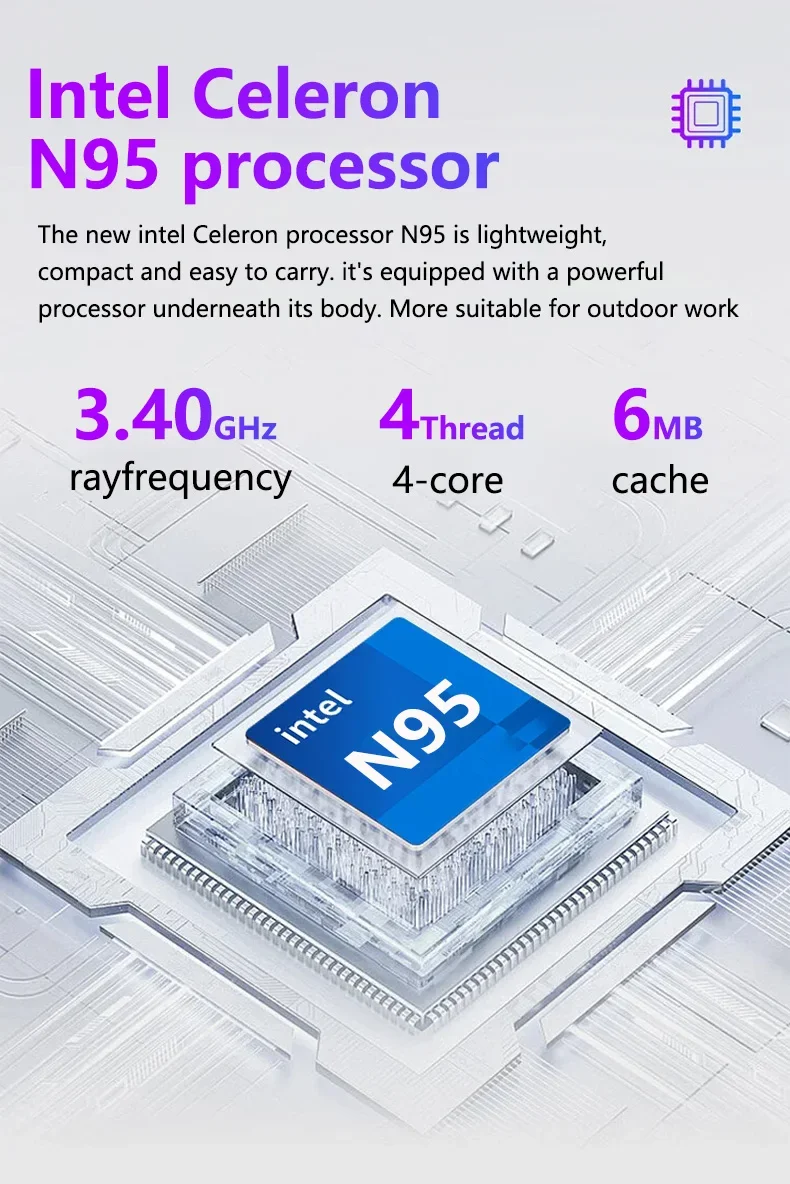 Ноутбук Intel N95 Ultra Slim 2026 года, 15.6 дюймов, 32 ГБ ОЗУ, 2048 ГБ SSD, игровой, с аккумулятором 7500 мАч, для офиса и учебы, ПК с Windows 11