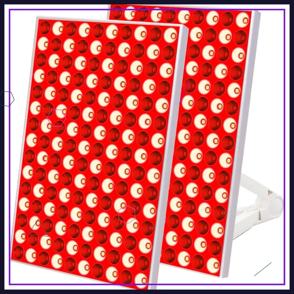 

Red Light Therapy Lamp for Body & Face, 660nm Red and 850nm Near Infrared LED Panel with Stand, 2 Pack