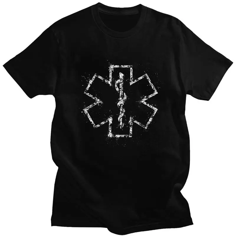 Custom Emt Star Of Life T Shirt Men Short Sleeve Pure Cotton T-shirt Leisure Paramedic Medic Ambulance Tees Streetwear Tshirts