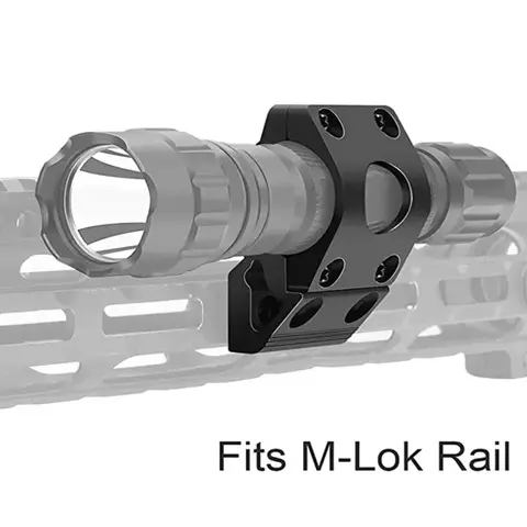 M-lok 45 Degree Offset Flashlight Mount Holder 25.4mm Optics Scope Laser Ring Mount Hunting Light Accessories Mlok Rail Systems