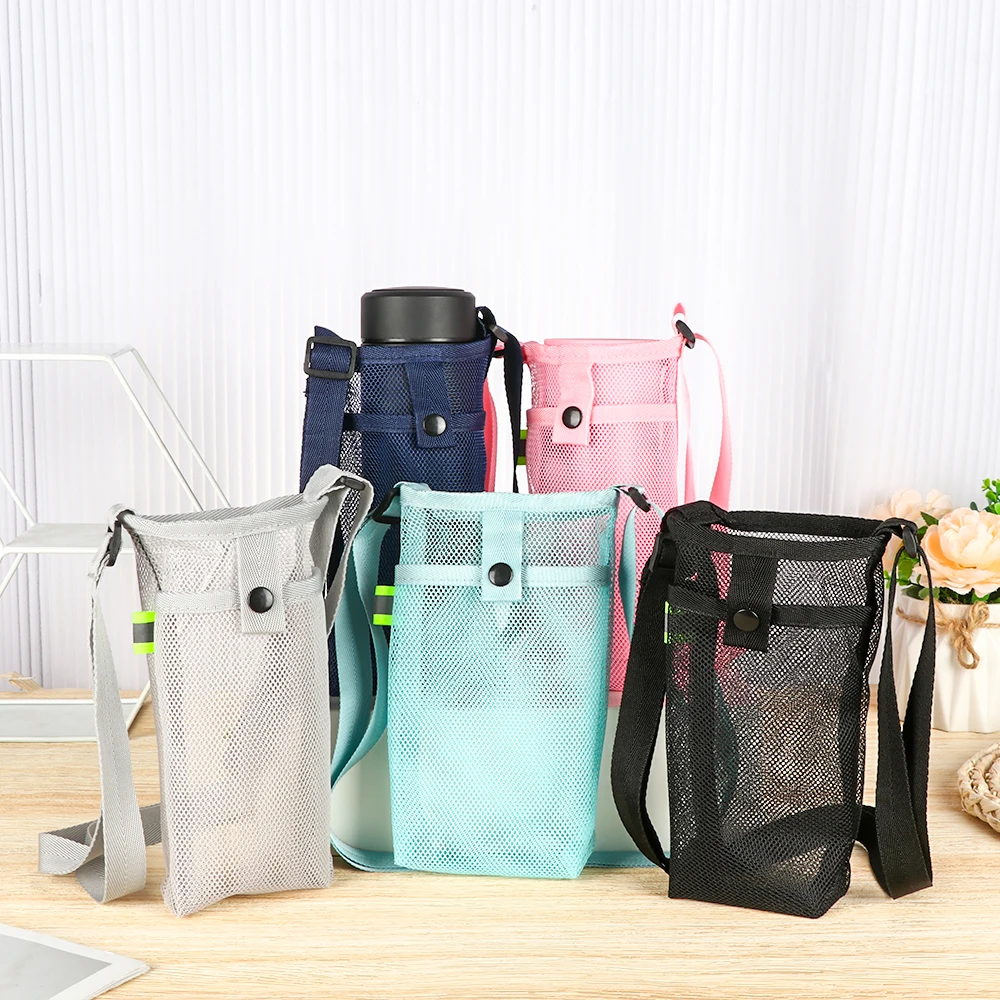 New Outdoor Sport Water Bottle Cover Mobile Phone Bag Portable Mesh Cup Sleeve Pouch Cup Sleeve Travel Outdoor Visible Bag