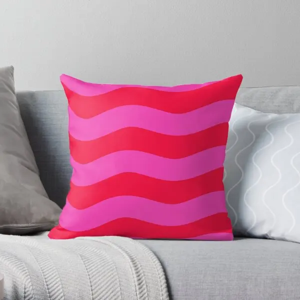 Bold Vivid Wavy Pattern In Pink And Neon  Printing Throw Pillow Cover Cushion Fashion Sofa Throw Pillows not include One Side