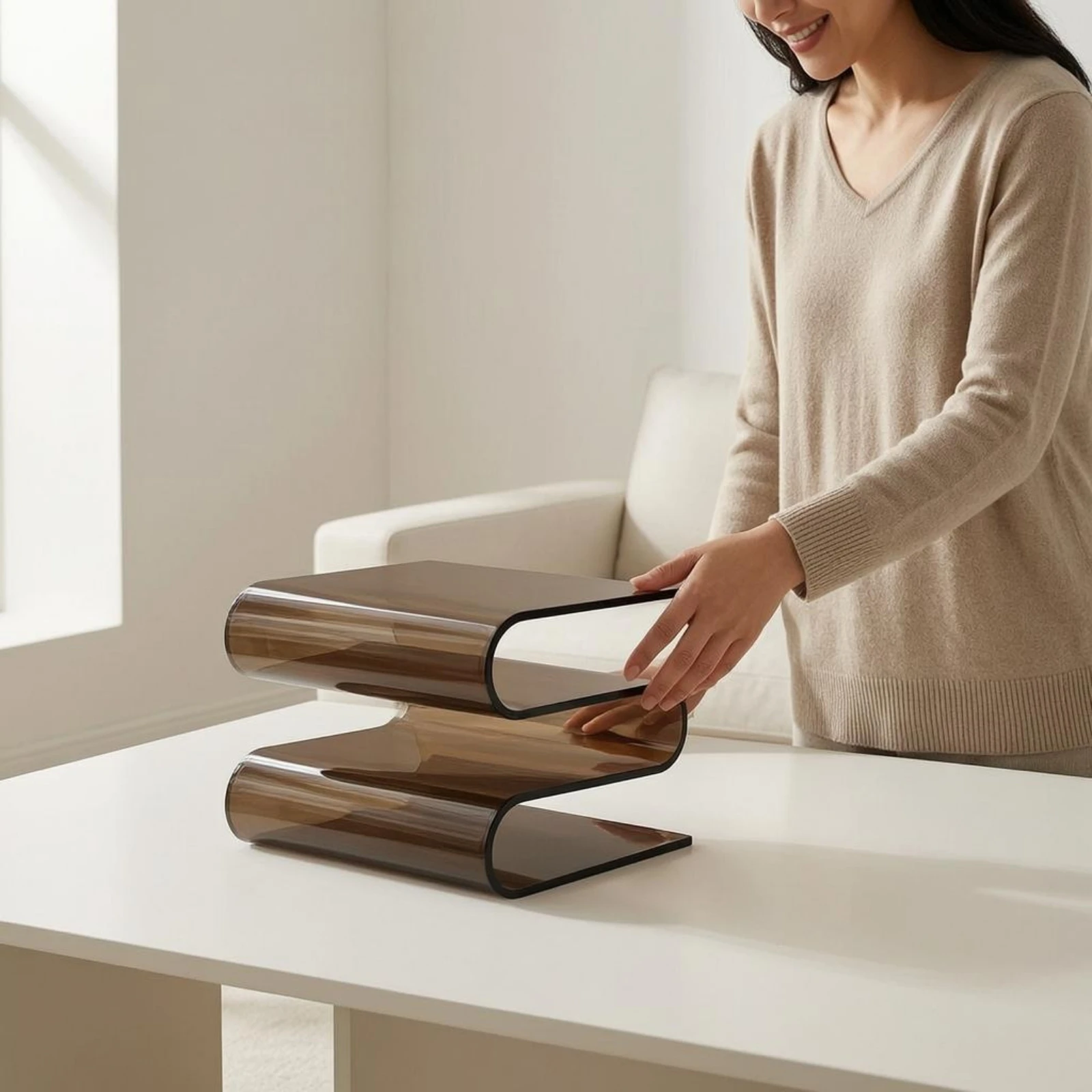 S-Shaped Bookend Minimalist Acrylic Bookend Acrylic Bookends Glossy Home Organization Storage