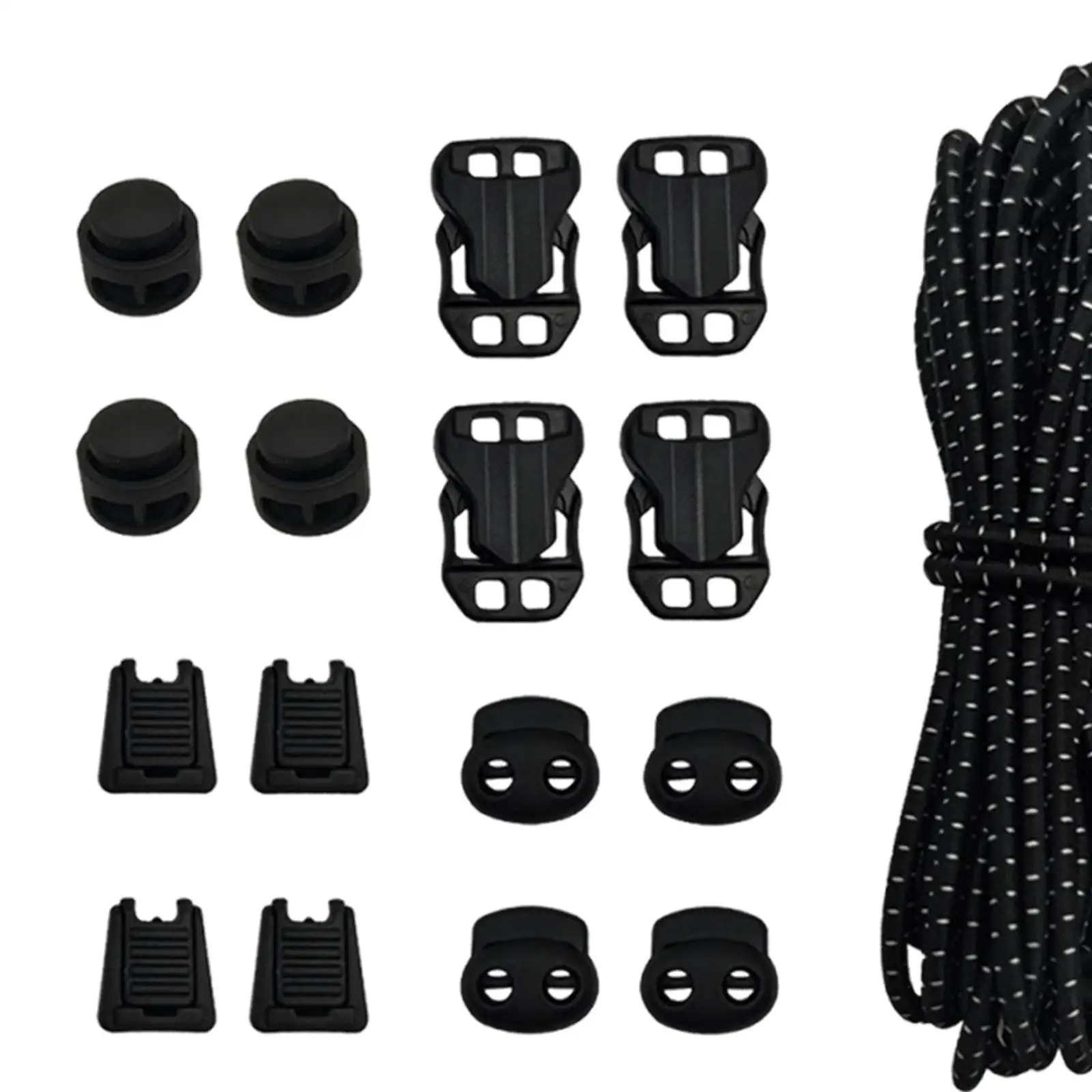 Reflective Elastic Cord Strap Buckle Set for Backpack Shoelace Drawstring Crafting Outdoor Hiking or Climbing Gear
