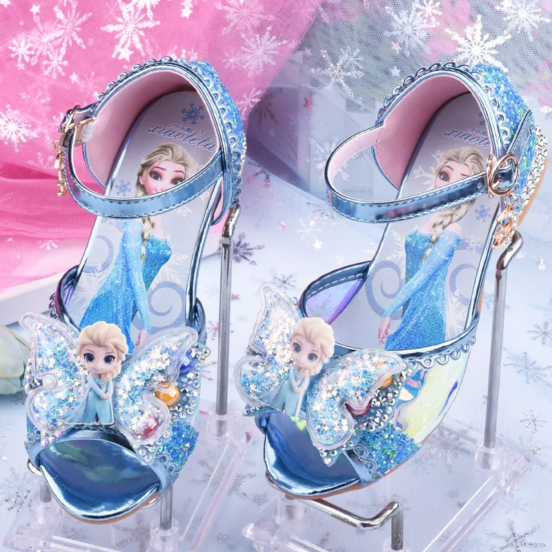 

Frozen Elsa Girls High-heeled Sandals Summer Children's Princess Shoes Large Size Shoes Show Shoes Exquisite Beauty Dance Shoes