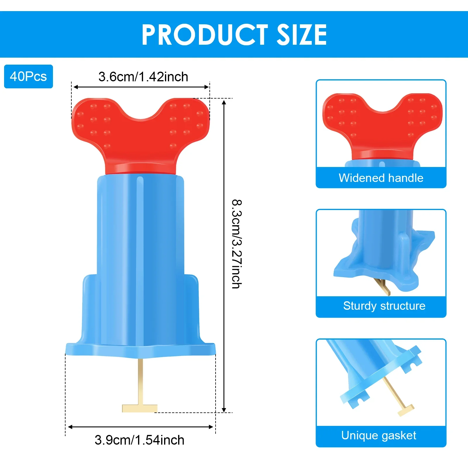 40/20PCS Tile Leveling System for Tile Laying Wall Leveler Wedges Alignment Spacers Fast Positioning Wall Tile Locator