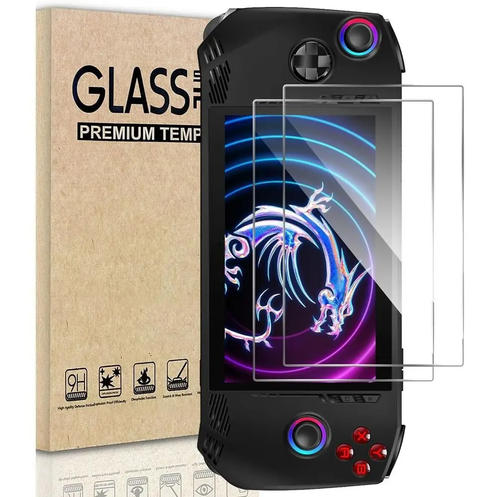 2pcs Game Accessories Screen Protector Handheld Console Anti-Scratch Temperd Glass Bubble-Free Arc Edge for MSI Claw A1M