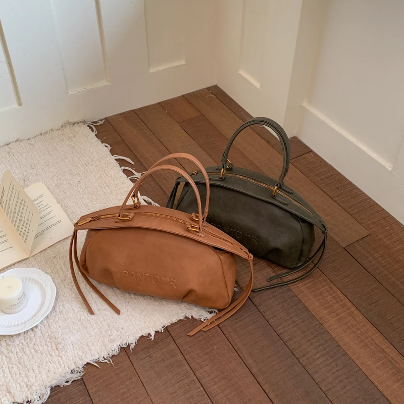 

Fashionable Women Niche Pillow Bag Original Brand Vintage Zipper Boston Handbags Female High End Commuter Shopper Shoulder Bags