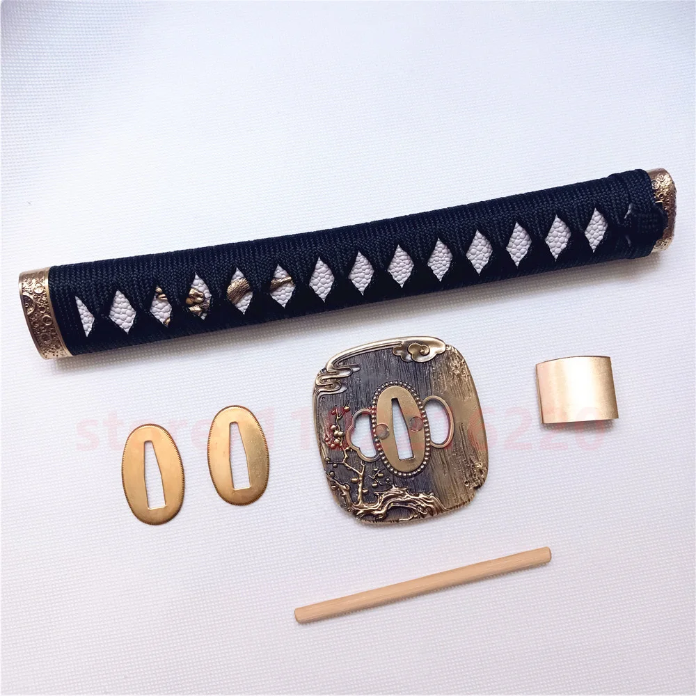 

Good 26cm Tsuka Handle Hilt Brass Tsuba Handguard Guard Habaki Seppa For Real Japanese Japan Samurai Katana Sword Fittings