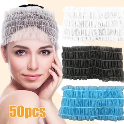 50pcs Disposable Headbands Elastic Non-woven Hair Band Grafting Eyelashes SPA Hair Salon Bathroom Supplies Makeup Bathing Tool