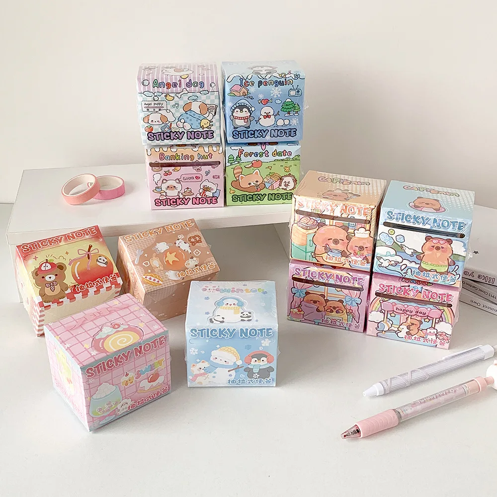 كارتون لطيف قابل للسحب ملاحظة الوسادة صندوق الطالب المحمولة سؤال خاطئ تصحيح ملاحظات لاصقة ملصقات حساب اليد لزجة #3