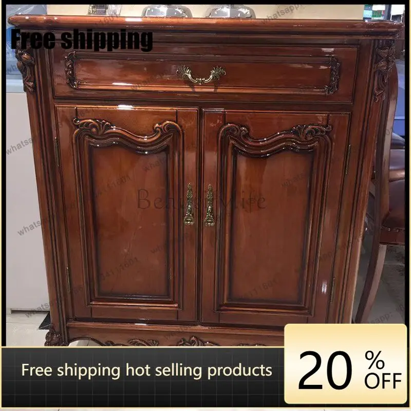 HOT  European solid wood simple modern locker luxury American shoe cabinet living room furniture