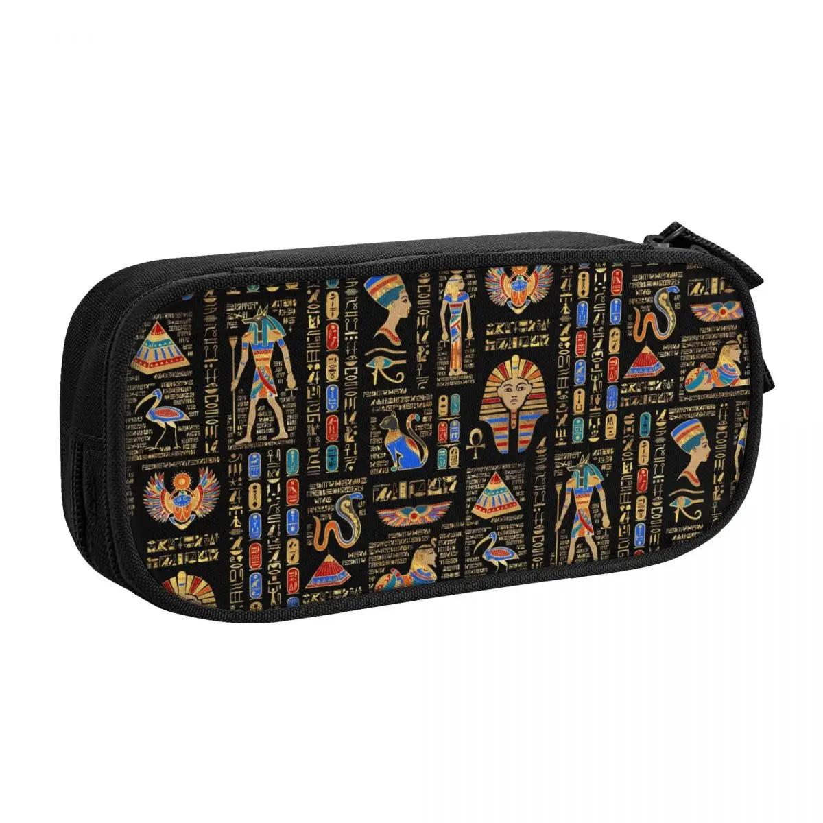 Custom Cute Egyptian Hieroglyphs And Deities Pencil Cases for Ancient Egypt Art Large Storage Pen Bag Box School Accessories