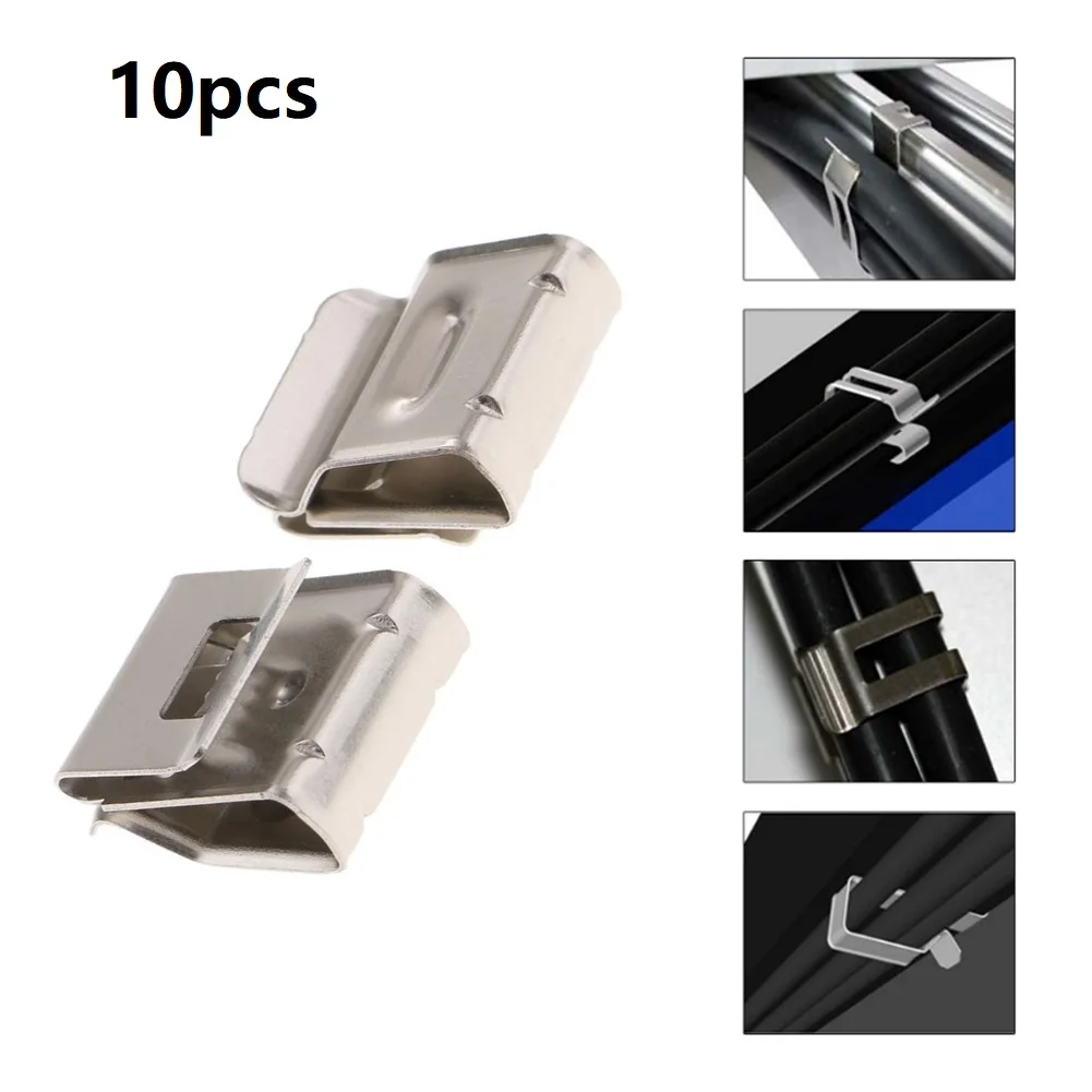 Stainless Steel Solar Panel Cable Clamp Kit PV Cable Clamp Wire Fastener Clamp Manager 0.79X0.49X0.24in Silver Solar Cable Clip