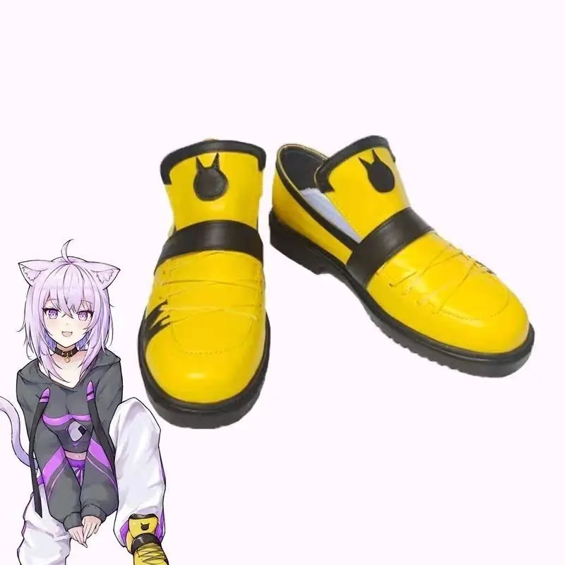 Anime Game women Coser Nekomata Okayu cosplay shoes yellow shoes costumes