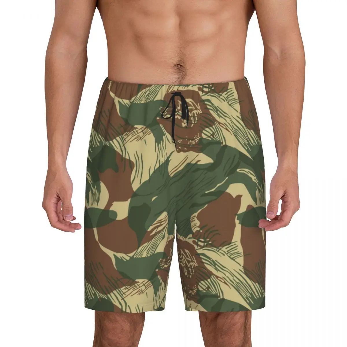 

Custom Rhodesian Brush Stroke Camouflage Short Pajama Pants Men Sleepwear Sleep Lounge Bottom Shorts Sleeping Pants