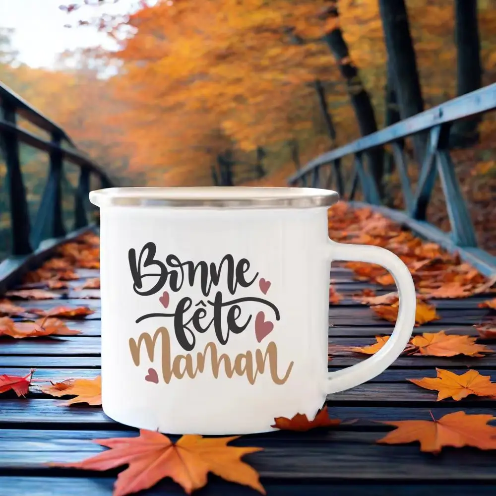 

Happy Mothers's Day Print Enamel Mugs Coffee Cup Drink Wine Juice Tea Cups Mothers Day Present Coffee Cup Mug Gifts for Mom