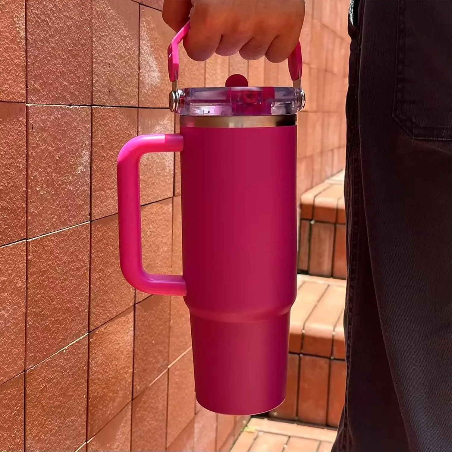 Leakproof Flip Lid for Stanley Quencher 20oz 30oz Tumbler,BPA-Free Straw Cover with Handle & Splash Guard,Travel Cup Accessories view 6
