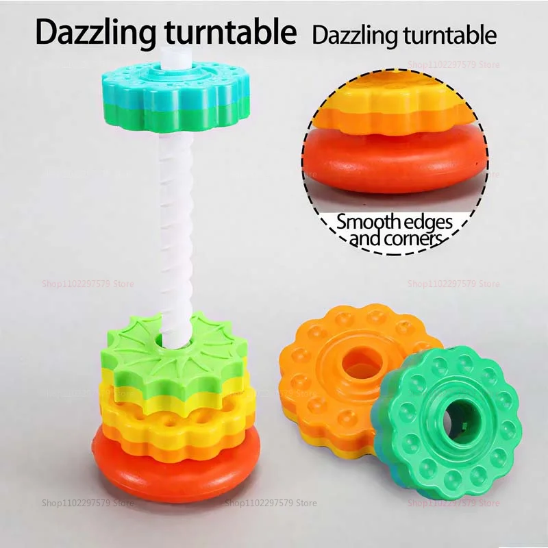 New Children's Montessori Sensory Spinning Rainbow Gear Stacking Toy Kids Motor Skills Development Gift Toddler Educational Play
