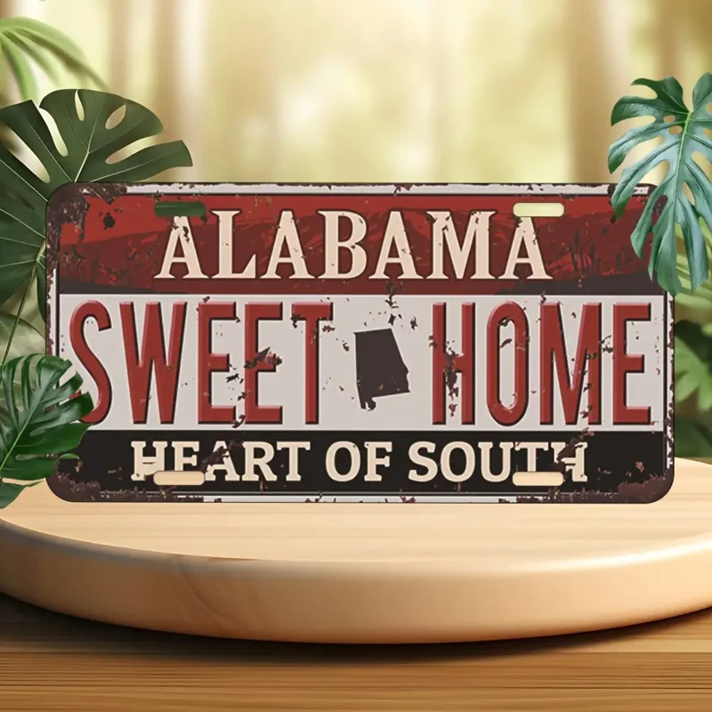 مسطح ثنائي الأبعاد - لافتة معدنية كلاسيكية من الألومنيوم مع طباعة ريفية ثنائية الأبعاد، ديكور صناعي متين مسطح ثنائي الأبعاد #5