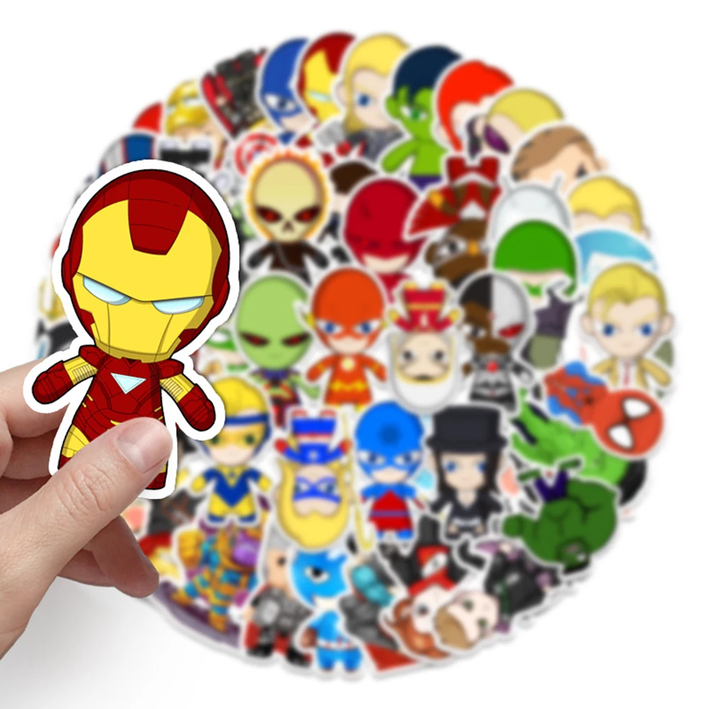 10/30/50PCS Disney Marvel The Avengers Cute Super Hero Cartoon Stickers per bambini fai da te Scrapbook Laptop frigo Car Wall decalcomanie giocattolo