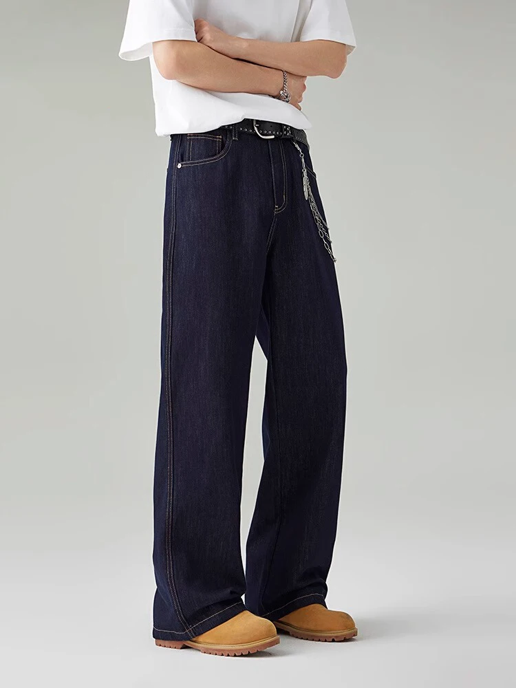 

CLARA Американские ретро оригинальные цветные мужские летние широкие джинсы с высокой талией, модные брендовые драпированные прямые длинные брюки