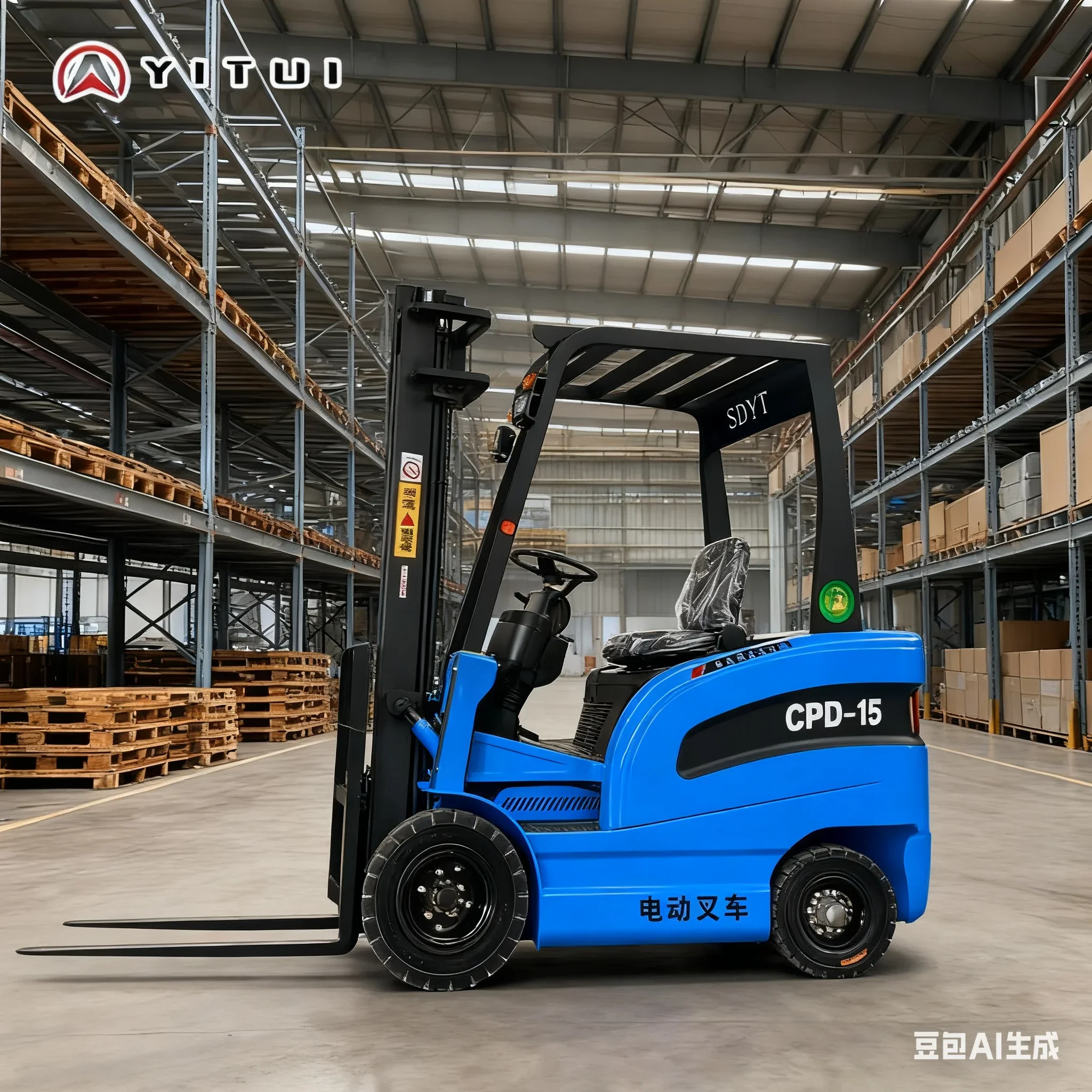 إطارات صلبة للرافعة الشوكية الكهربائية مخصصة بسعر خاص 2.5 طن للتحميل والتراص ​   رافعة شوكية للمشي الكهربائية