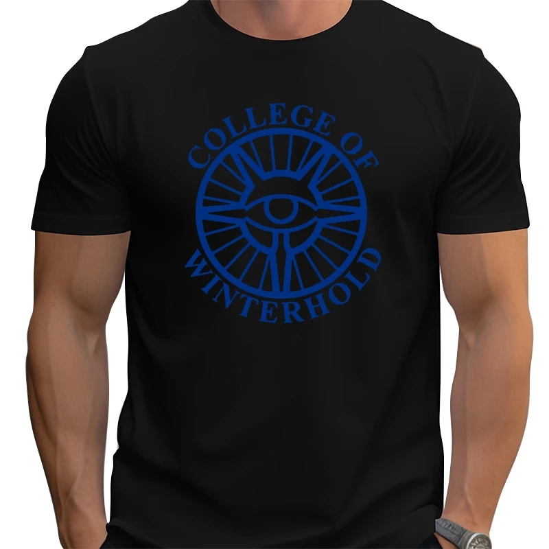 

Мужская футболка с рисунком Fun College Of Winterhold, летняя новая модная мужская футболка с круглым вырезом Homme, крутая мужская футболка с короткими рукавами