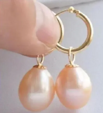 

noble jewelry BEAUTIFUL 11-13 MM AAA PINK SOUTH SEA PEARL EARRING 14K SOLID GOLD MARKED