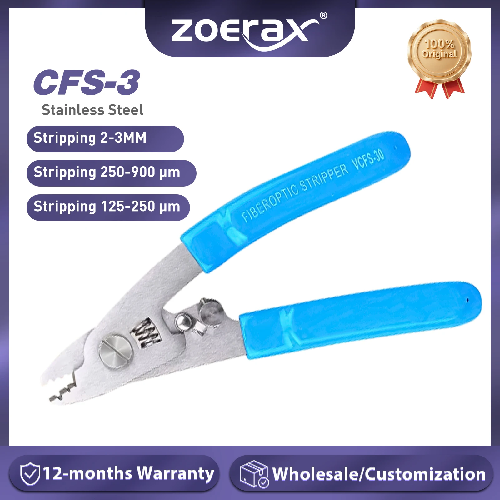 

ZoeRax Three Hole Stainless Steel Precision Fiber Stripper Pliers Efficient Fiber Stripping Tool for FTTH Maintenance Pliers