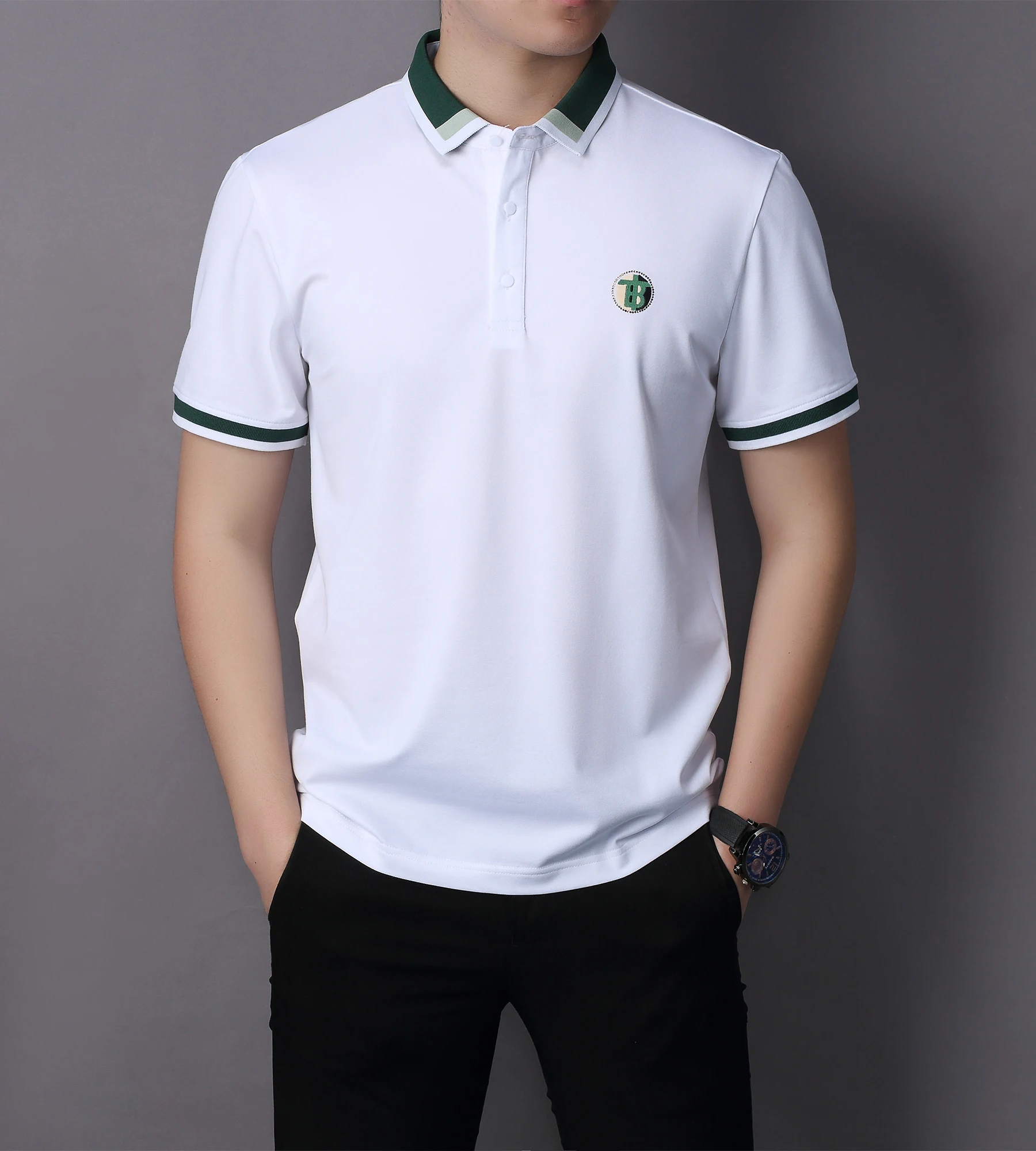 

AISHUNP Summer Slim-Fit High Quality Golf Polo Shirts Short Sleeve T-Shirt for Men Cotton Clothing