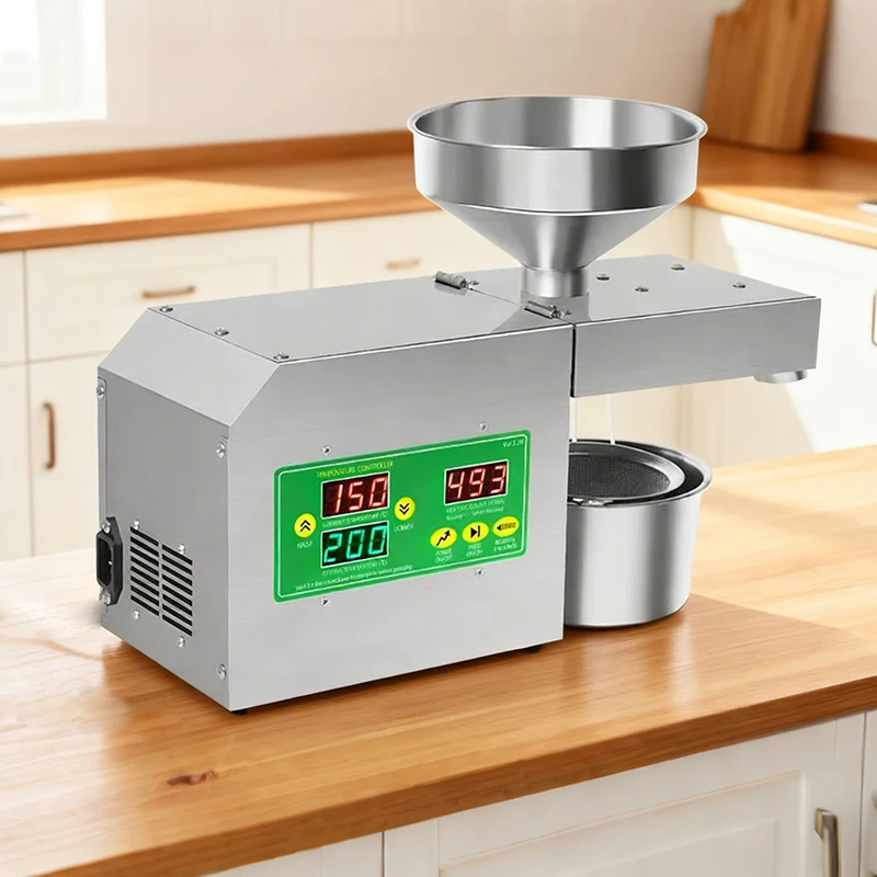 Automatic Oil Press Machine 1500W Stainless Steel Smart Oil Press Machine Cold Hot Press Multi Function for Home Use 110V/220V