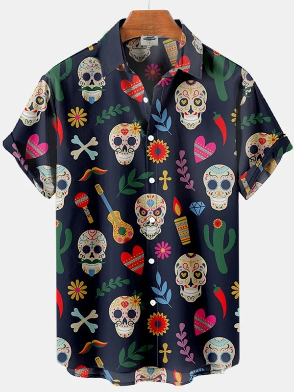   قميص رجالي مطبوع كاجوال irt صيفي رقمي زهري ort Sve فضفاض مناسب للتنفس وخفيف الوزن للرجال