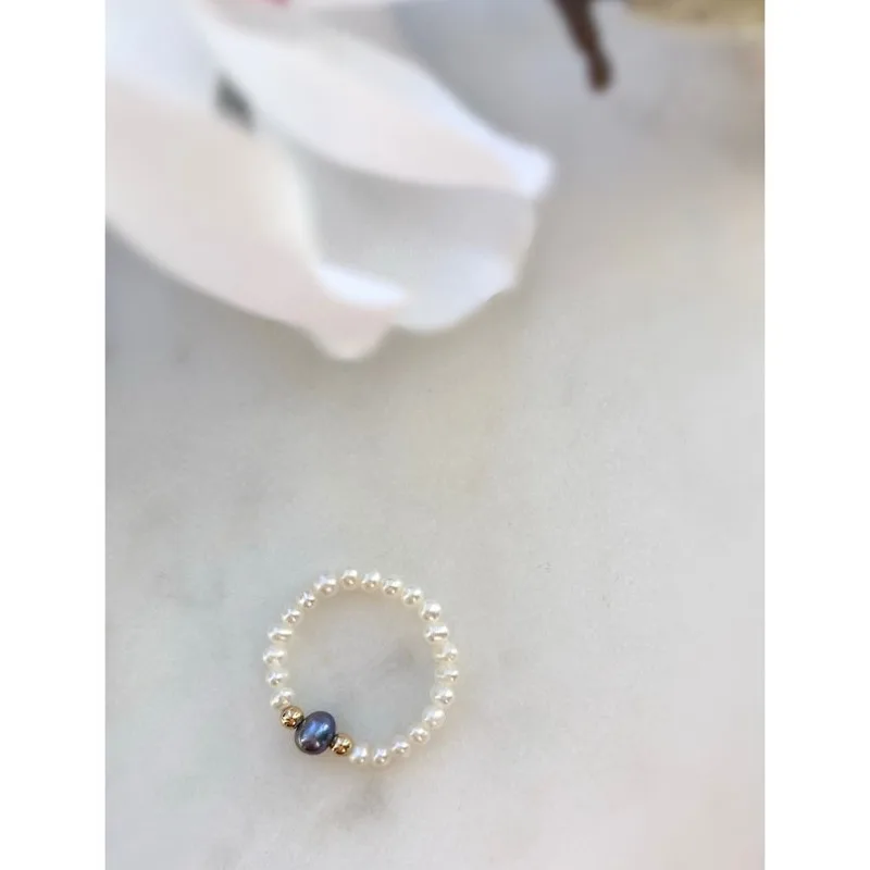 Freshwater pearl ring, June birthstone ring