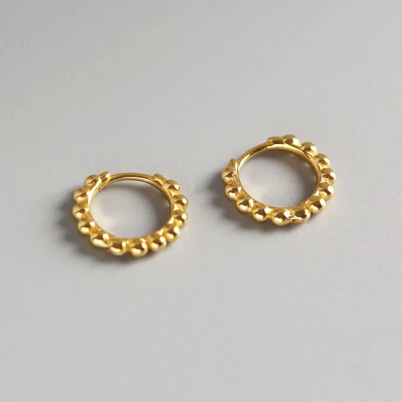 ENSHIR Lucky Beads Small Hoop Earrings For Women Men Simple Fashion Ins Jewelry Gifts Daliy Party Wholesale