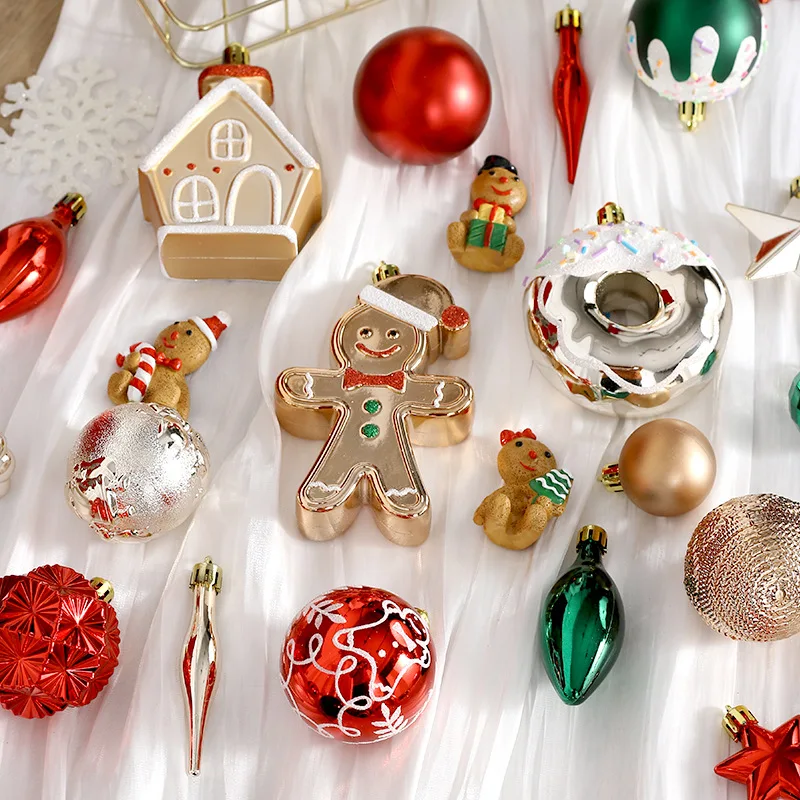 

74 шт., подвеска в виде рождественской елки, украшения для рождественской вечеринки, пряничный человечек, набор расписных шаров, подвесное украшение для рождественской елки, подарок для детей