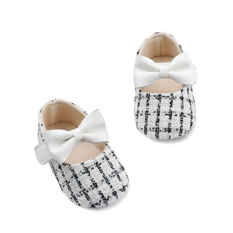 Baby Girl Shoes  Fashion Cotton Linen Plaid Bow Toddler Shoes 1-3 Years Old Princess Wind Soft Soled Toddler Shoes