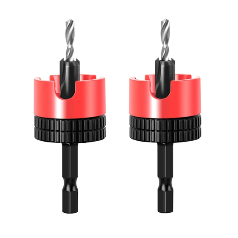 

2025 New 2PC Woodworking Limit Countersink Drill Non Slip Hexagonal Shank With Bearing Adjustable Step Drill Screw Opener