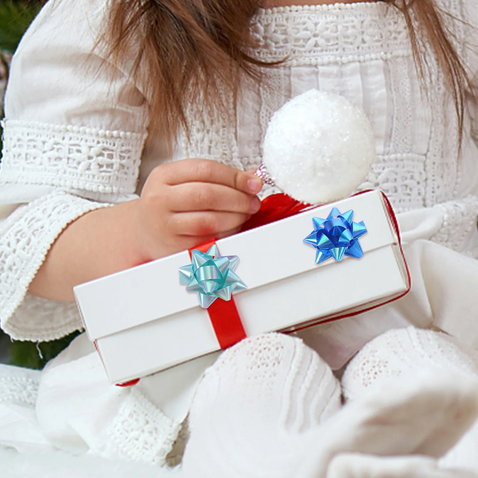 70pcs Christmas Decoration Pull Bows Gift Knot Ribbon 2-Inch Star Lace Ribbon Birthday Party Wedding Gift Packaging Wrapping