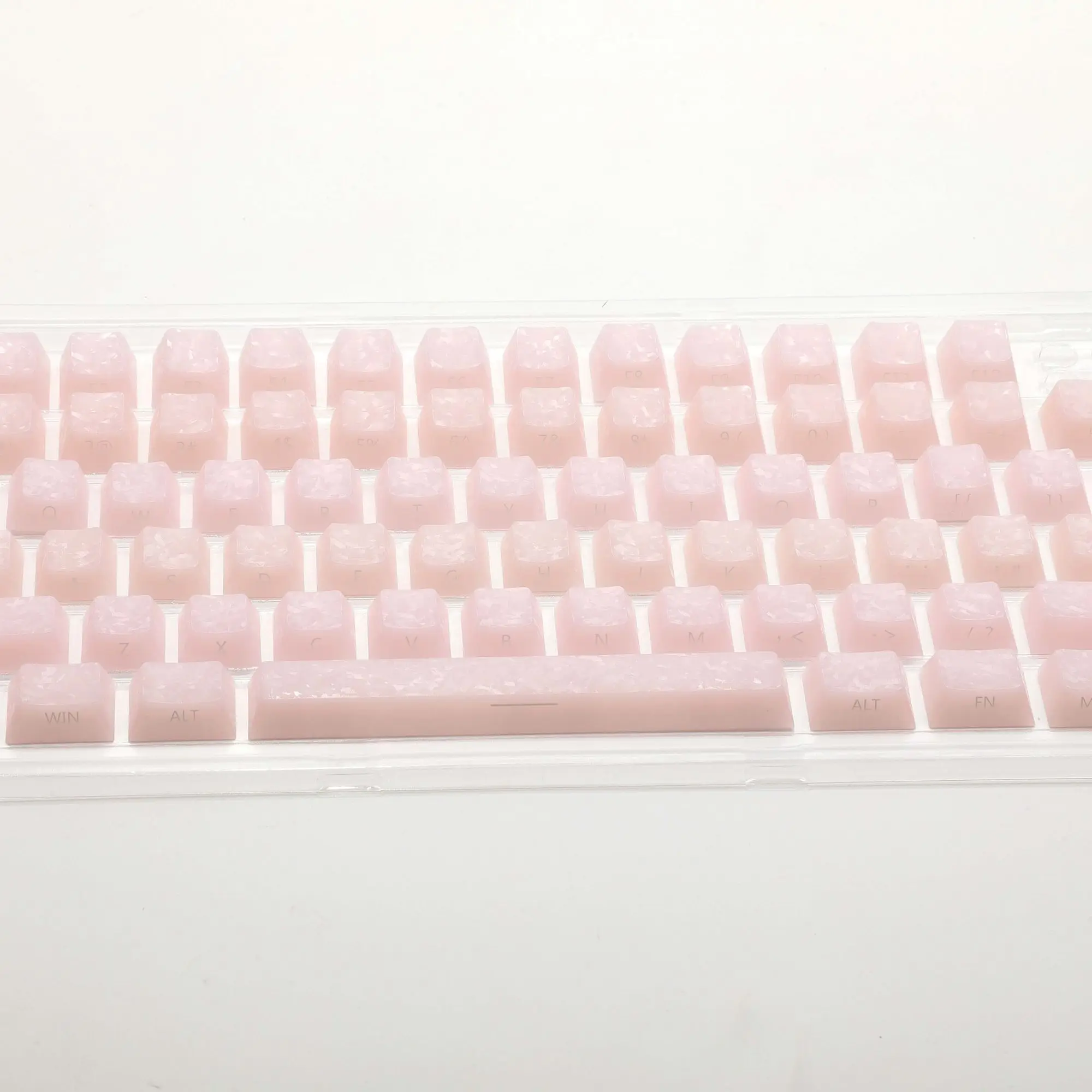 Full Set of Pink Carbon Fiber Keycaps PC Light Transmission Side Engraved Matte Texture Game Keycap for Mechanical Keyboard