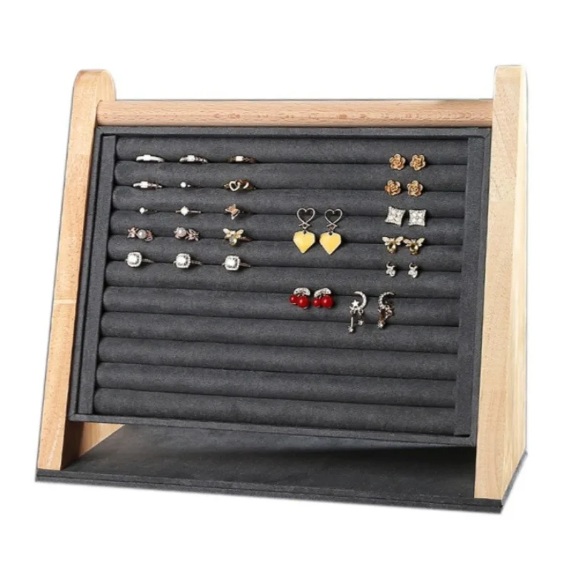 

Velvet Jewellery Display Stand Women's Jewelry Storage Holder Jeweler Large Earrings Organizer Rack Wholesale Ring Show Shelf