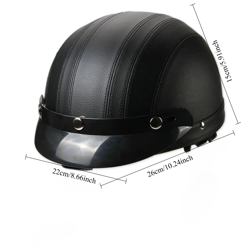 Vintage Leather Half-Helmet for Electric Vehicles and Motorcycles, Unisex, All-Season, Lightweight Leather Riding Safety Helmet, Includes Leather Goggles