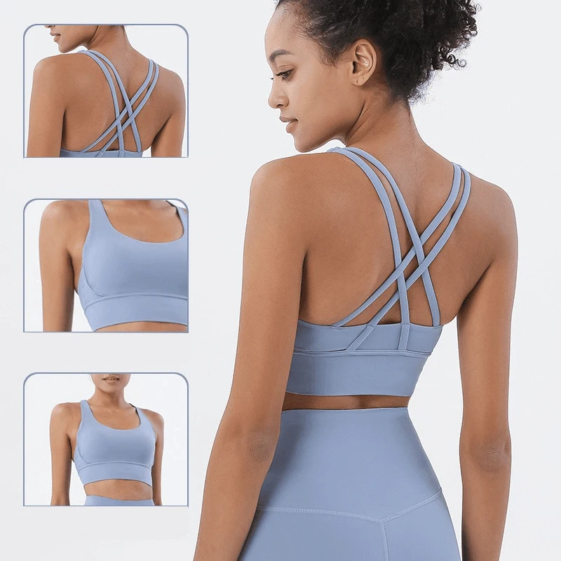 Top esportivo para mulheres, sutiã esportivo para ioga com logotipo, tops de treino, sutiãs de nylon, roupas íntimas femininas, Bralette, roupas esportivas