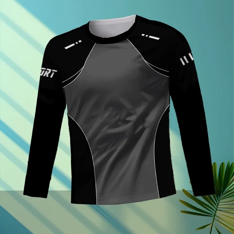 

Quick Drying Sweat Absorbing Men's T-shirt, 3D Printed Sports T-shirt, Urban Fashionable Casual Long Sleeved Top