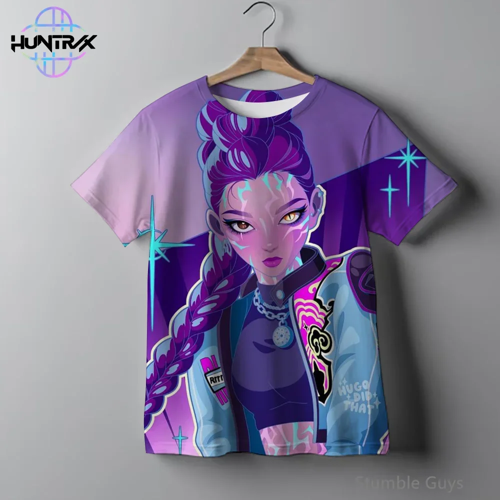 

Boys Girls Kpop Demon Hunters Casual Fashion 3D Cartton Short Sleeve Kids Summer T-Shirt Anime Clothes