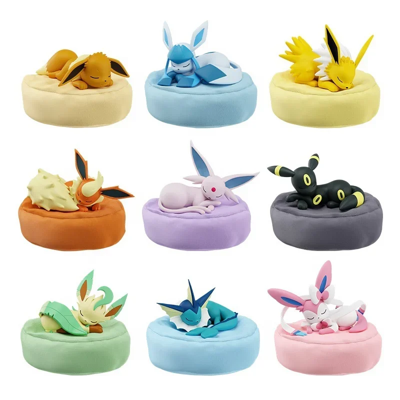 holly-box-boite-surprise-pokemon-serie-eevee-en-position-de-sommeil-figurine-d'anime-vaporeon-leafeon-sylveon-ornement-de-bureau-mignon-et-collectionnable