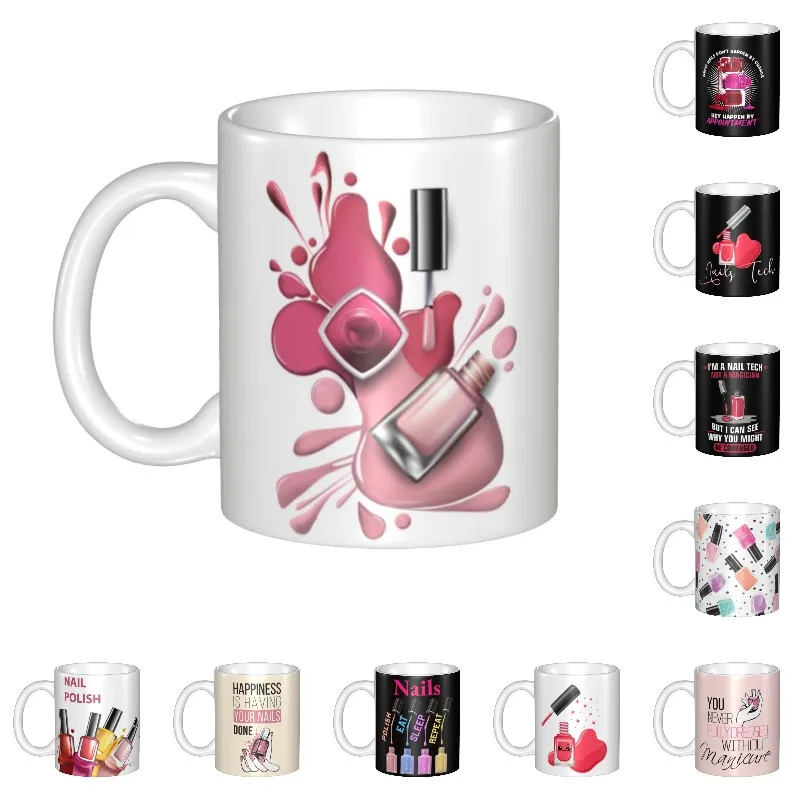 Fashion Nail Polish Cosmetics Coffee Mug DIY Custom Manicurist Ceramic Mug Creative Gift Outdoor Work Camping Cups And Mugs