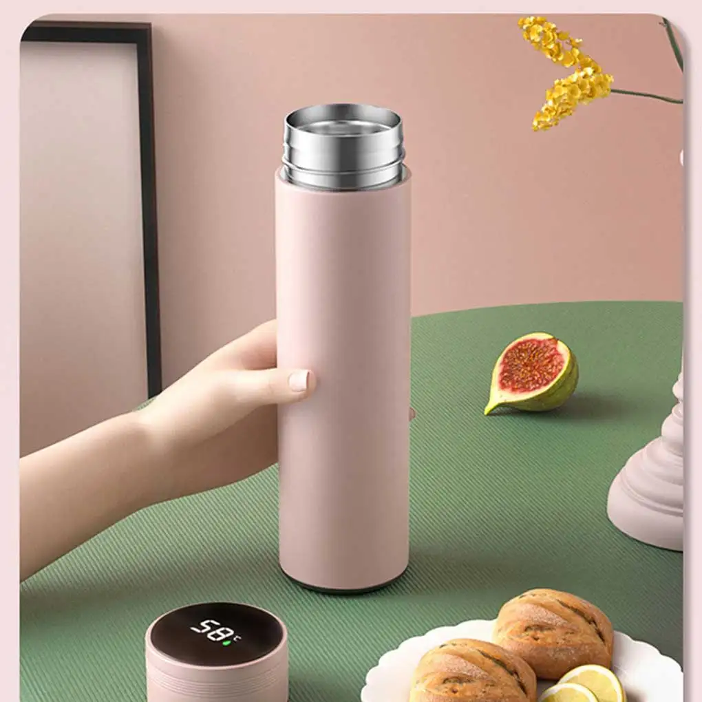 Temperature Display Vacuum Flask Large Capacity 480ML Bottle Stainless Steel Insulated Water Bottles Tea Infuser Cups Red