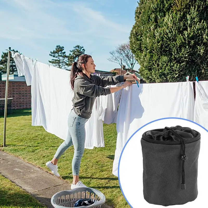 Clothespin Holder Bag Outdoor Clothes Pins Bag Holder Clothespin Bag Waterproof Peg Bag With Carabiner Hook And Drawstring